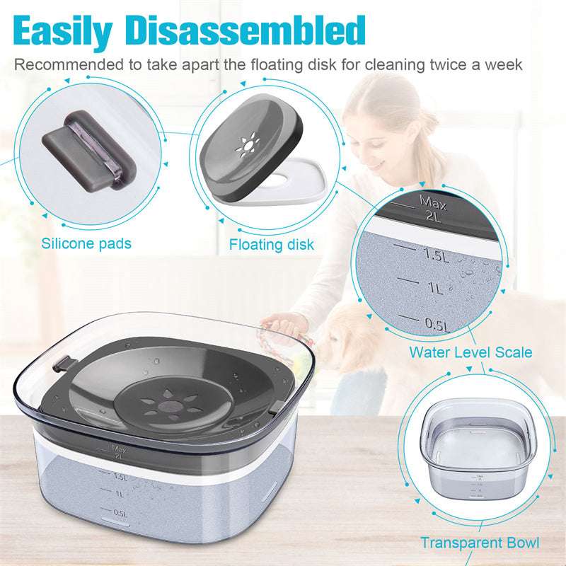 Large Spill-Proof Dog Water Bowl with Visible Water Level - Dogline Supply