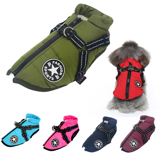 Waterproof Winter Dog Jacket with Harness for Large Breeds - Dogline Supply