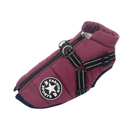 Waterproof Winter Dog Jacket with Harness for Large Breeds - Dogline Supply